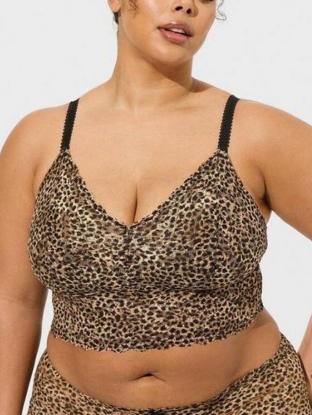 Leopard Print Wirefree Bralette - Tan/Black